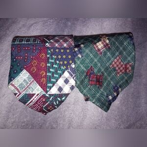 Vintage Hawthorne Patterned Silk Ties Set Of 2